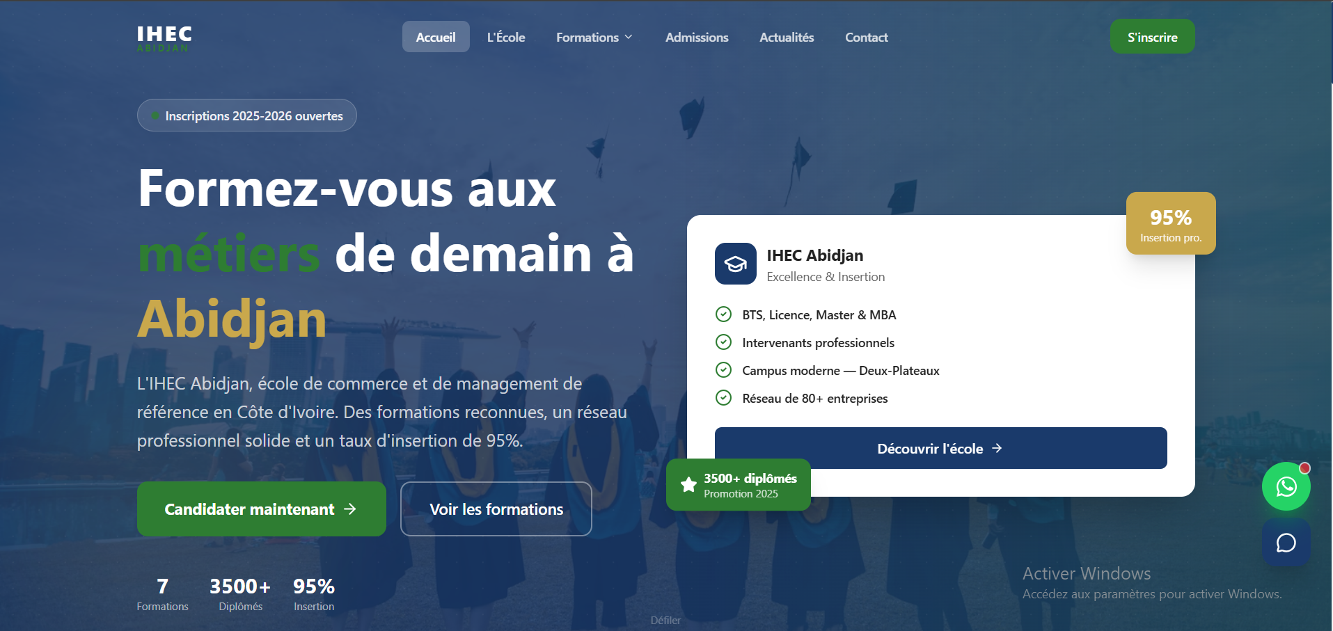 IHEC — Maquette site université